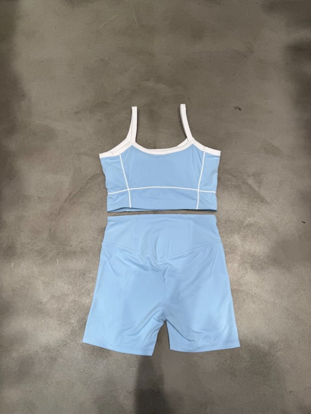 Alo Yoga Light Blue Contrast Stitch Matching Workout Set S - Picture 7 of 7